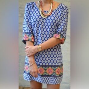Pink Owl Blue and Pink Geometric dress Tunic